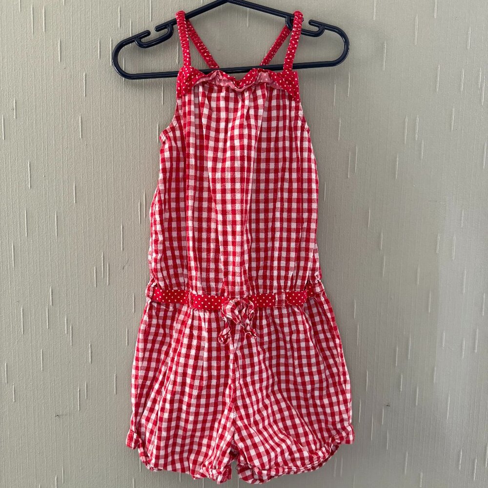 Girl's GenuineKids size 5T red and white romper
